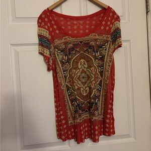 Lucky Brand Red Graphic Short Sleeve Tee